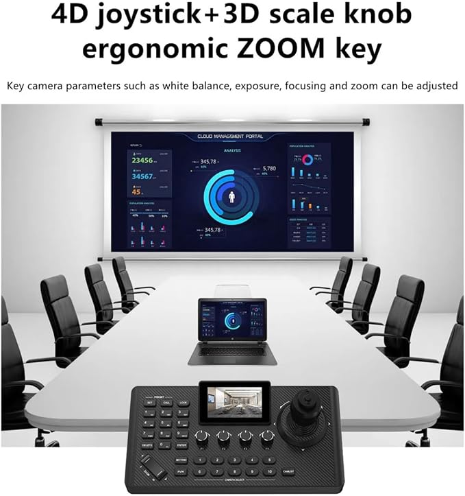NDI PTZ Controller Camera Joystick Controller, PoE Network 4D HDMI PTZ Keyboard - Image 6