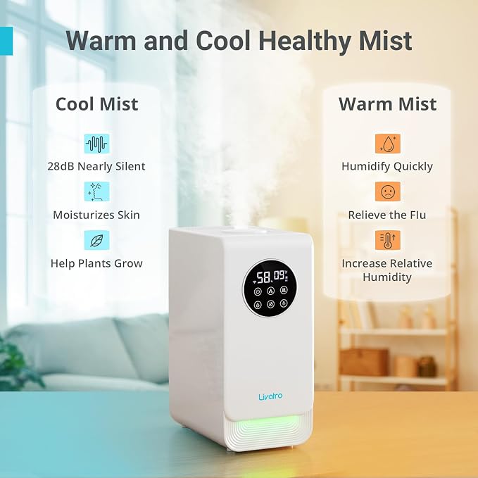 6L Smart Humidifier for Large Room, Warm & Cool Mist with Top Fill Design, Alexa & App Control, Essential Oil Compatible, Ideal for Bedroom and Plants - Image 2