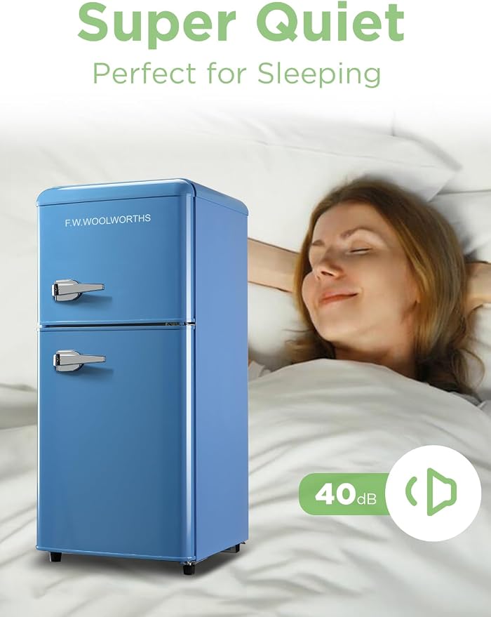 F.W.WOOLWORTHS 3.5 Cu.Ft Refrigerator with Freezer | Compact Fridge with 2 Doors for Office, Kitchen, Dorm and Bedroom, 7 Level Temp Adjustable Thermostat, Blue - Image 5