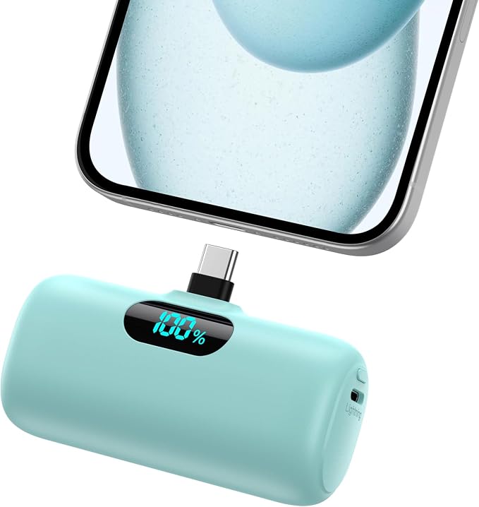 Mini Portable Charger USB C Power Bank,Upgraded 5000mAh PD Fast Charging Battery Pack Built-in USB-C Connector Travel Essential for iPhone17/17Pro/17Pro Max/Air/16 Plus/16Pro Max/15 Series,Android etc by HETP