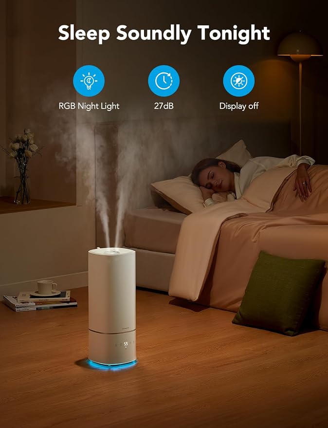 GoveeLife Humidifiers for Bedroom, 6L Top Fill Cool Mist Humidifier for Large Room, Auto Mode, Adjustable Mist, Quiet Sleep Mode, WiFi Smart Air Humidifier with RGB for Baby, Plants, Work with Alexa - Image 6