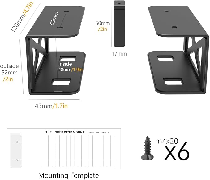 Under Desk Laptop/Mini PC Storage Mount, CPU Holder, Compatible - Image 2