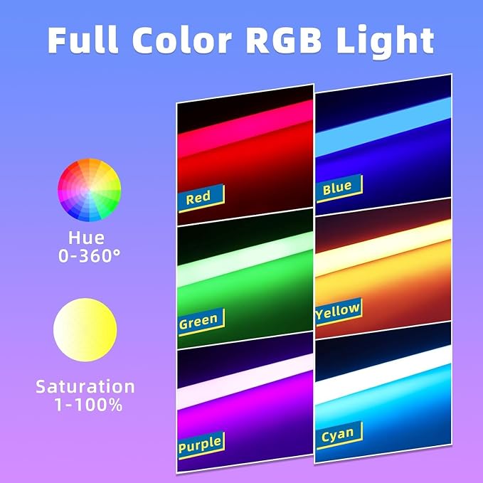 RGB 5 Pack Hexagon, 24 Pack Tube Lights, RGB Garage LED Tube Light, 358 Color - Image 3