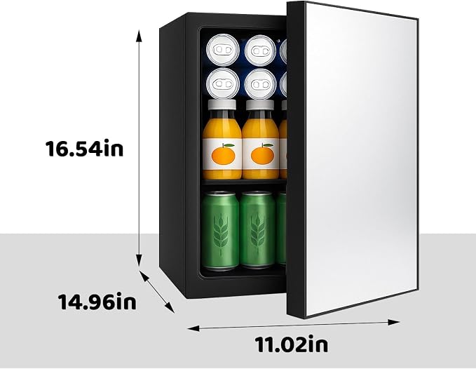 7 Temp Control 24 Can Mini Fridge, 0.95 Cu.Ft Beverage Cooler | for Soda, Beer, Wine, Beauty Products, Mirrored Door Compact Refrigerator for Bedroom, Dorm, Office, Storage - Image 4