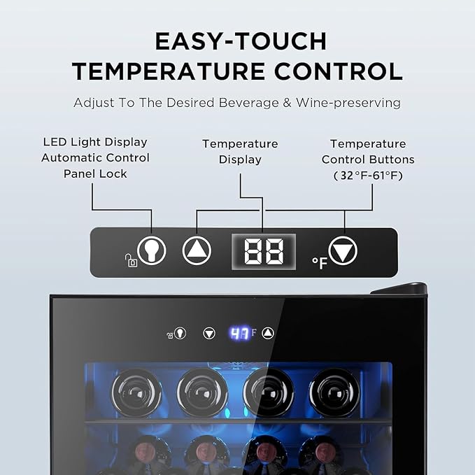 Electactic 37 Bottle Wine Fridge,Freestanding 145 Can Beverage Refrigerator with Smart Temperature Control，4.5 CU FT Quiet Mini Fridge with Child Lock Panel for Family Restaurant Bar, Black - Image 5