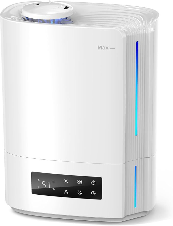 BREEZOME 6L Humidifiers for Bedroom Large Room & Essential Oil Diffuser, Ultrasonic Top Fill Cool Mist Humidifiers for Baby, Plants, Nursery Last up to 60 Hours, Smart Humidistat Control, Quiet, White by BREEZOME