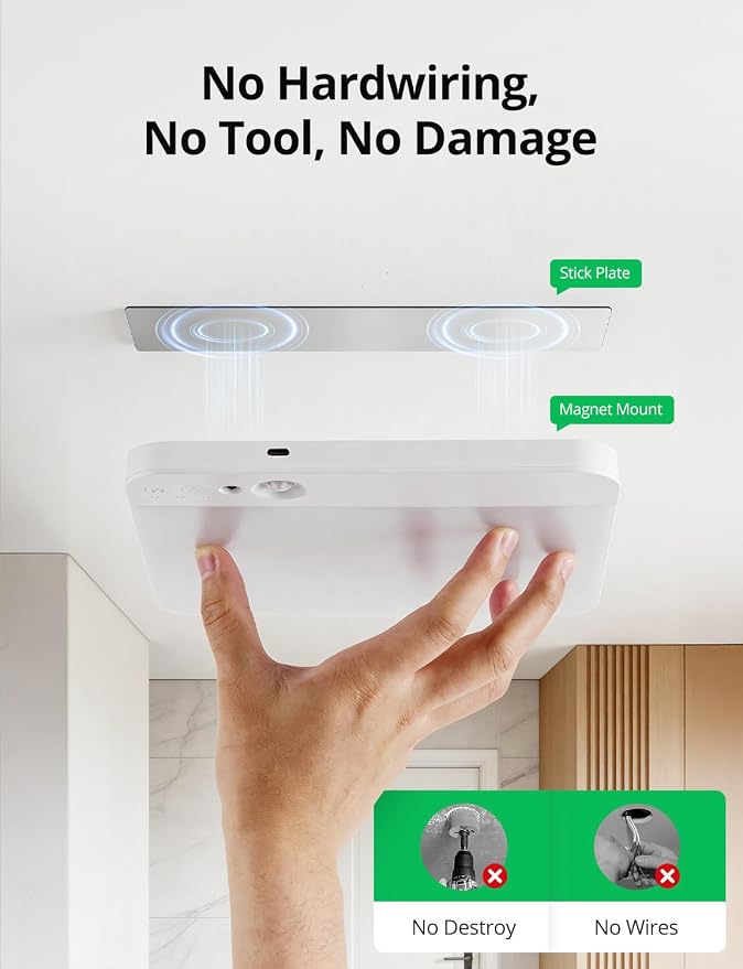 Bojim Rechargeable Remote Control Battery Operated Motion Sensor Ceiling Light - Image 2