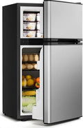 Feelfunn 3.2 Cu.Ft Mini Fridge with Freezer - 2 Door Small Refrigerator, Mini Refrigerator with Adjustable Thermostat, Removable Shelves, Mini Fridge for Bedroom, Office, Dorm, Apartment, Silver by Feelfunn