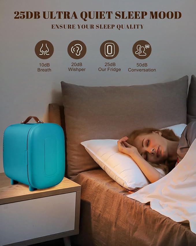 FANSEXPERT Mini Fridge for Bedroom, 4 Liter/6 Cans Skincare Small Refrigerator, AC/DC Portable Mini Cooler & Warmer, Small Fridge for Camping, Dorm, Office, Car (Blue) - Image 6