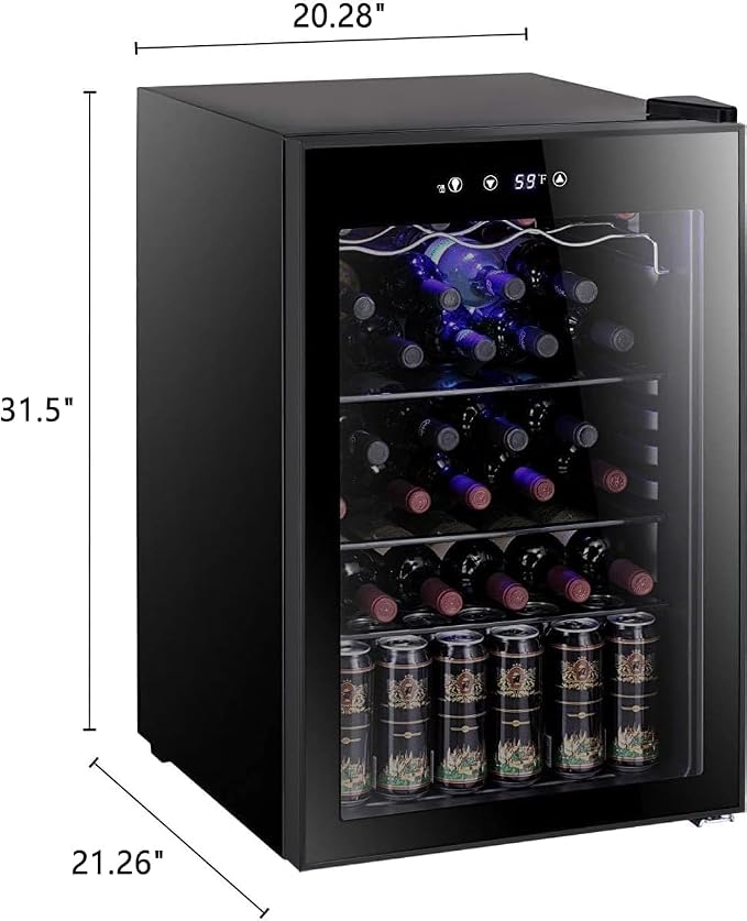 Antarctic Star Wine Cooler Beverage Refrigerator Mini Fridge 4.4 cu.ft | 36 Bottle Capacity, Clear Glass Door Quiet Adjust Temperature Freestanding Cellar for Beer Soda Bar - Image 2