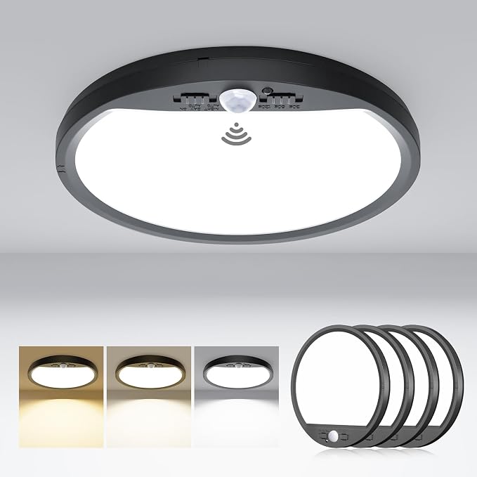 hepside 4 Pack Motion Sensor Ceiling Light Wired, 3000K/4000K/6500K LED Flush by Hepside