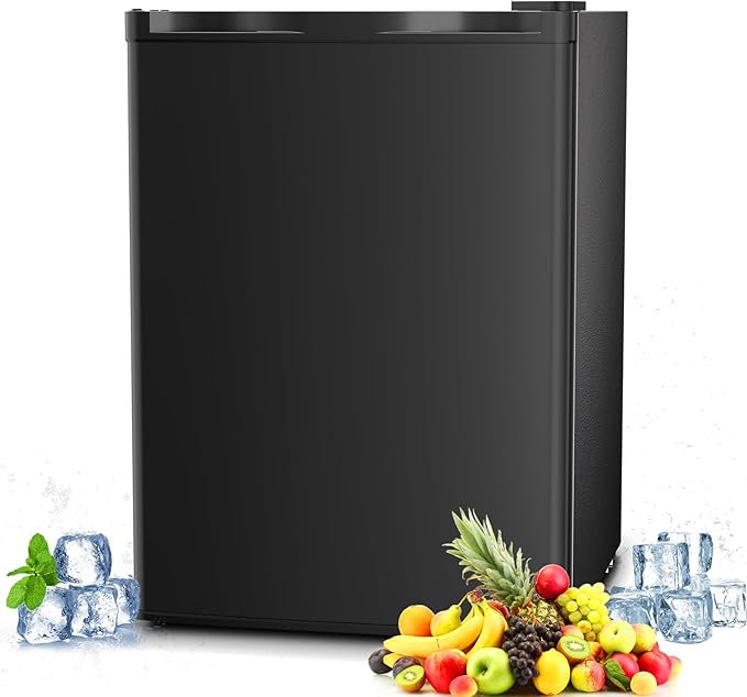 Antarctic Star Mini Compact Refrigerator with Freezer, 2.6 Cu.Ft. Single Door Adjustable Removable Shelves for Apartment/Dorm/Office,BLACK by AntarcticStar