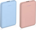 Miady 2-Pack 5000mAh Mini Portable Charger, 5V 2.4A USB-C Output Fast Charging Battery Pack Travel Small Power Bank Compatible with iPhone 16/15 Galaxy S24/S22 iPad Android etc (Cream Blue+ Pink) by Miady