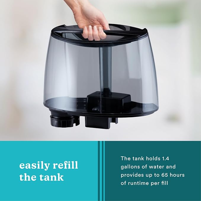 Homedics TotalComfort Plus Humidifier – Large Air Humidifiers for Bedroom, Plants – Top-Fill 5.3L Water Tank with Cool and Warm Mist, Essential Oil Pads, Colored Night-Light, Black - Image 4