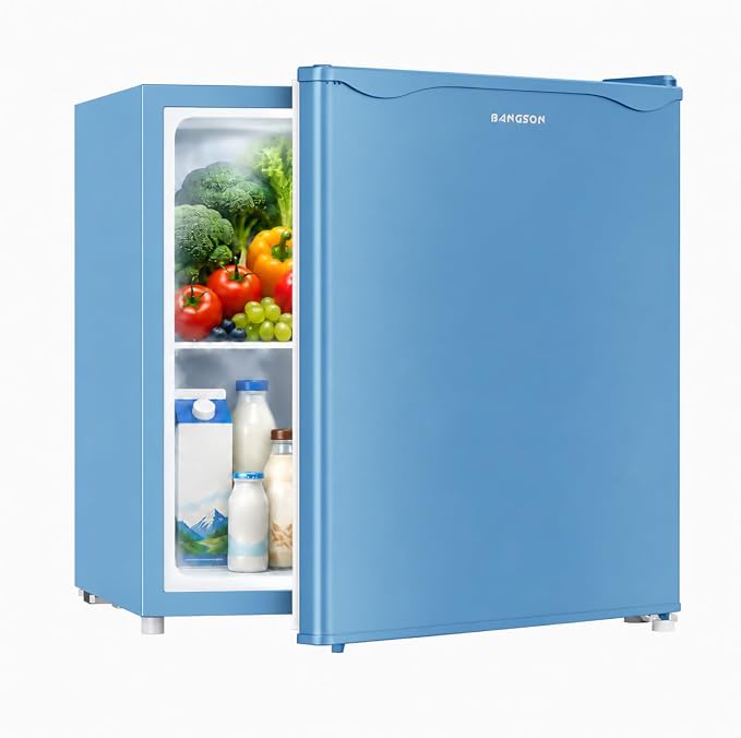 1.7 Cu.Ft Mini Fridge with Freezer for Dorm Office,Blue | Compact Refrigerator Office, Energy Saving Small Fridge Reversible Single Door, Low Noise for Bedroom Small Apartment by LiveFreshLiveUnrushed