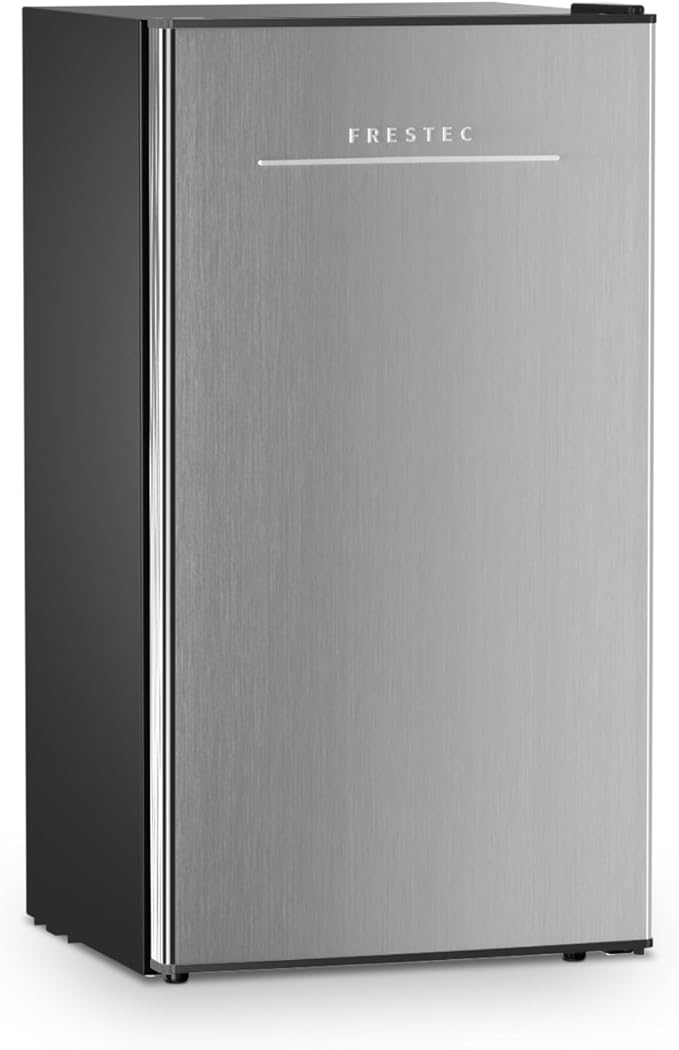 3.2 Cu. Ft. Mini Fridge with Freezer Small Refrigerator, Mini fridge for Bedroom, Dorm, Single Door, Energy Saving, Low Noise, Mini Fridge for Office (Grey) by Frestec