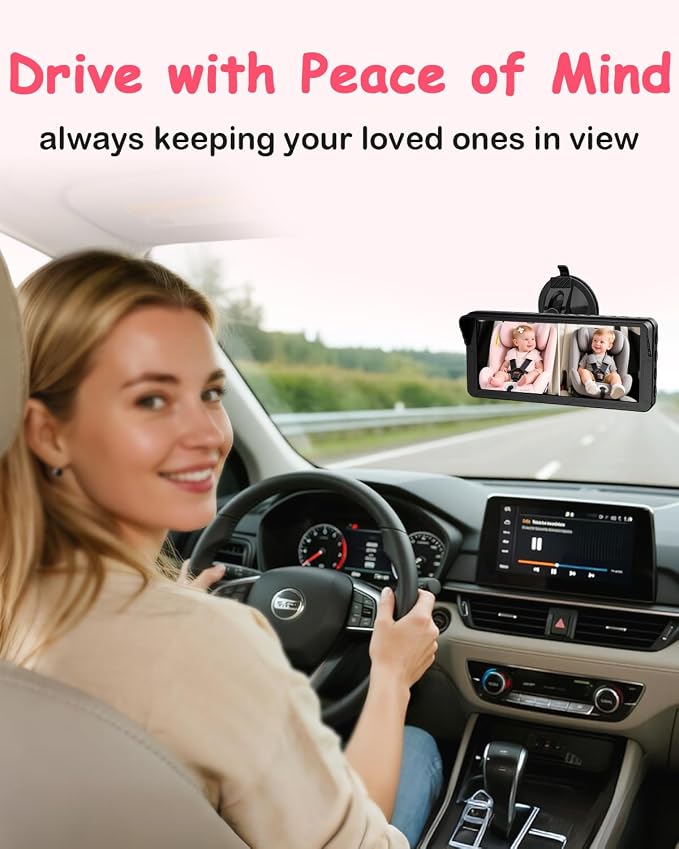 Rohent Dual Baby Car Camera for 2-Kids: 6.9'' HD Split Screen - Image 4