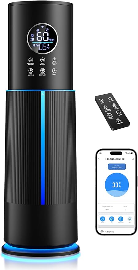 10L/2.64 Gal Humidifier for Large Room 600ft² 60H Runtime 24H Timer Auto Mode APP & Remote Control Top Fill Diffuser Aromatherapy 7 Color Lights Cool Mist Humidifier for Bedroom Home Office Plant by letme