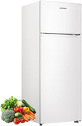 Upstreman 7.7 Cu Ft Apartment Refrigerator 2 Door Refrigerator with Freezer | Energy Efficient, Low Noise, 7 Adjustable Thermostat & Reversible Door for Apartment, Dorm, Office, Kitchen, White by StartUpLiveBetter