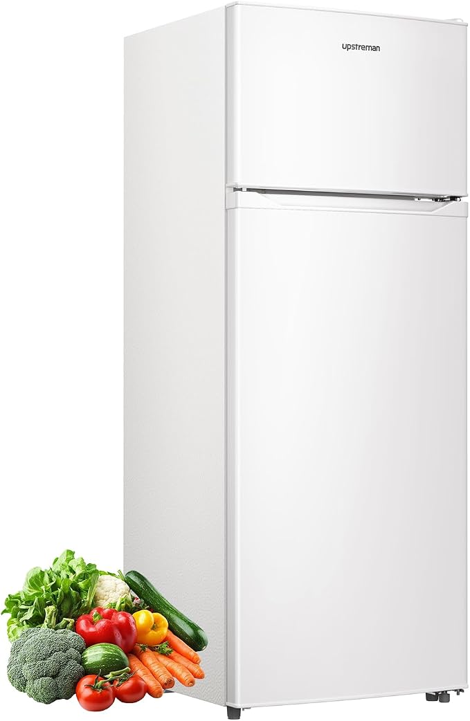 Upstreman 7.7 Cu Ft Apartment Refrigerator 2 Door Refrigerator with Freezer | Energy Efficient, Low Noise, 7 Adjustable Thermostat & Reversible Door for Apartment, Dorm, Office, Kitchen, White by StartUpLiveBetter