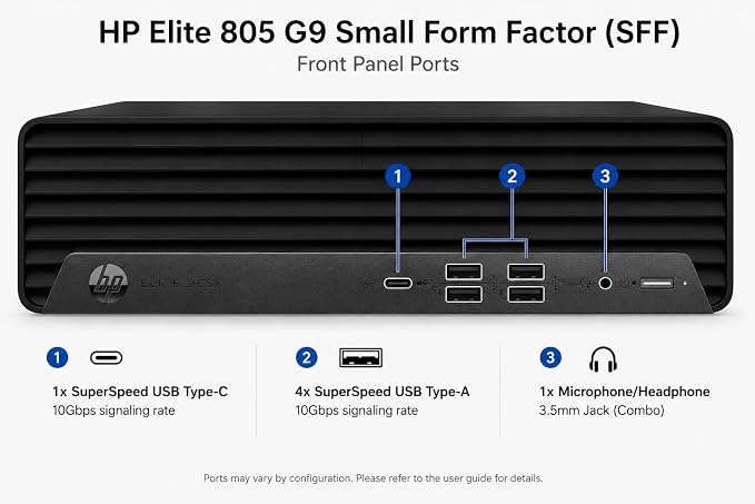 HP Desktop PC Elite SFF G9| 6-core 5GHz Ryzen-5 Processor(1.3 Times Faster Than Intel i7-1255U) | 16GB DDR5 RAM, 256GB SSD| WiFi| Bluetooth| HDMI, USB, RJ-45| Windows 11 Pro| Wired KB & Mouse - Image 5