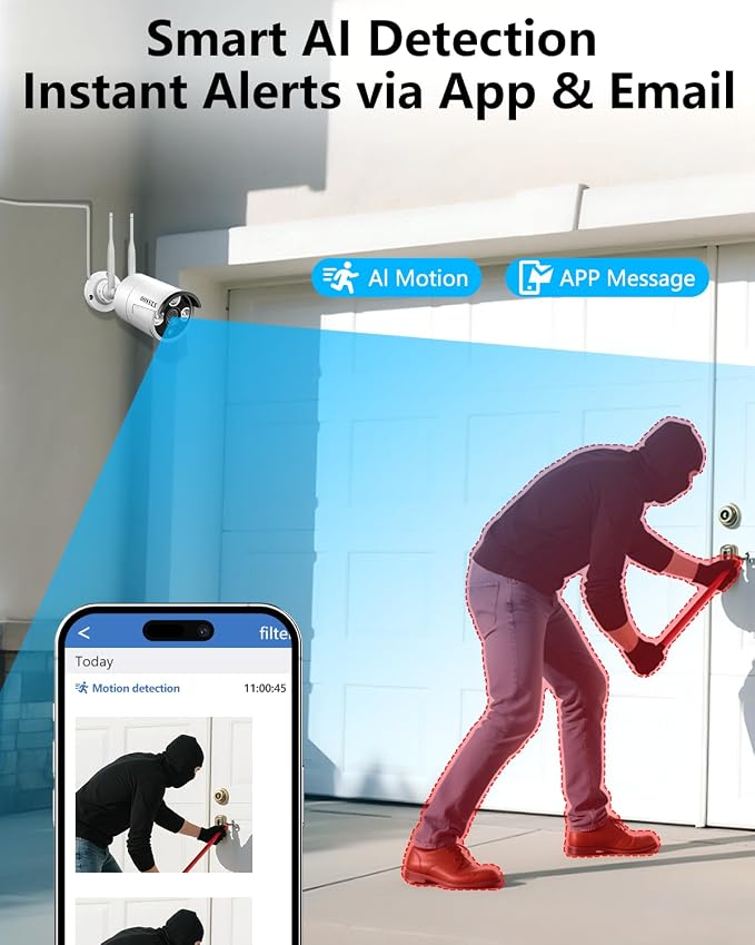 Wireless WiFi Outdoor Security Camera System, IP67 Waterproof Dual Antenna - Image 4