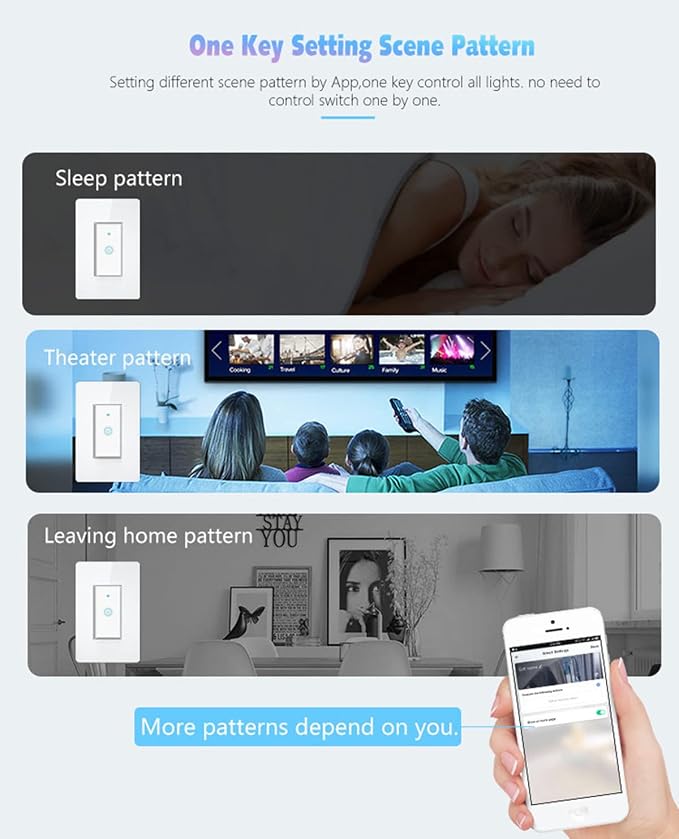 Nexete Smart Triple Light Switch, Remote Voice Control, Compatible - Image 8