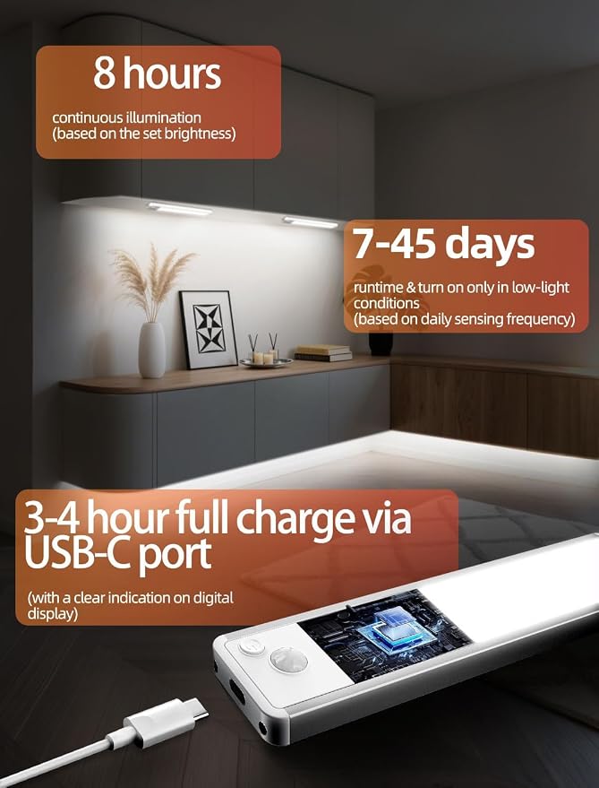 Under Cabinet Motion Sensor Lighting: Dimmable Rechargeable Lights Indoor - Image 7