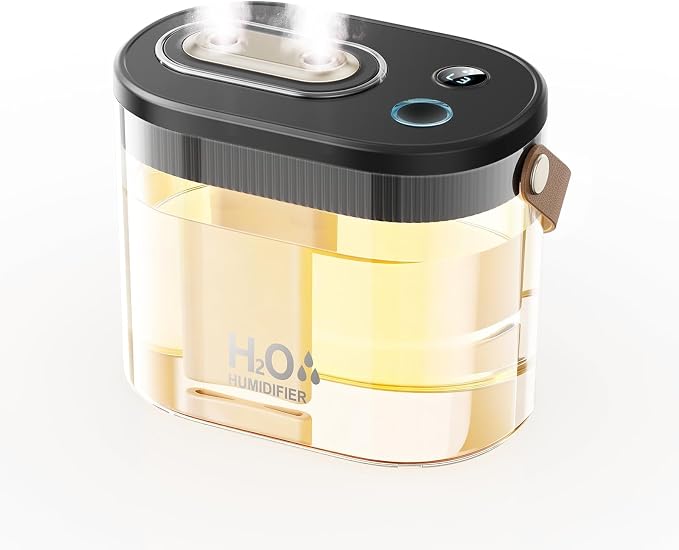 DIGIX Rechargeable Portable Humidifier-Smart Display,Night Light,Easy Clean,1.4L Small Humidifiers for Bedroom Baby, Personal Mini Humidifier for Travel Home Plants,3 Mist Modes, Auto Shut-Off (Black) by CoolBreezeStylishEase