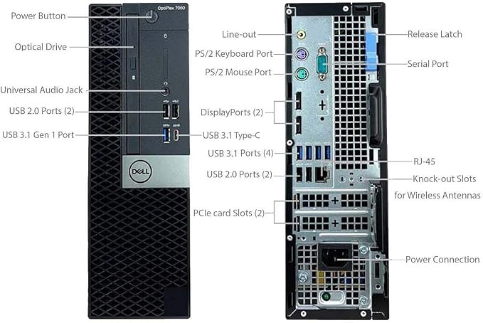 DELL Optiplex 7060 SFF Desktop Computer PC | Intel 8th Gen i7-8700 (6 Core) | 16GB DDR4 Ram New 1TB NVMe M.2 SSD | Built-in WiFi & Bluetooth | Windows 11 Pro | Wireless Keyboard & Mouse (Renewed) - Image 4