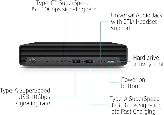 HP EliteDesk 800 G6 Mini Desktop Business Computer, Core i5-10500T Processor, 16GB RAM, 1TB PCIe SSD, RJ-45, Displayport, SUB KB & Mouse, Wi-Fi, BT, Windows 11 Pro (Renewed) - Image 4