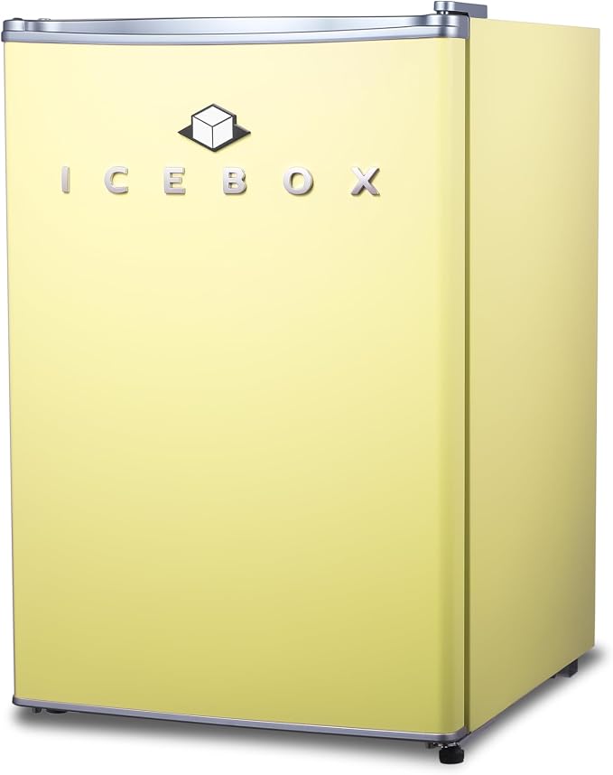ICEBOX 2.5 Cu. Ft. Compact Refrigerator, ENERGY STAR Certified Small Refrigerator, Single Door Mini Fridge with Chiller Compartment, R600a Refrigerant, IBCR25SUN, Sun Yellow by ICEBOX