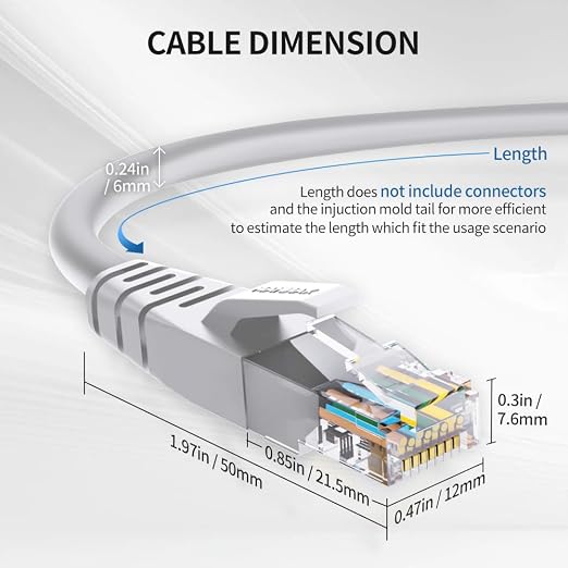 Cat 6 Ethernet Cable 100 ft Network RJ45 Unshielded Cat6 Patch Cable Internet - Image 7
