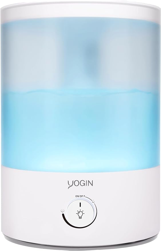 YOGIN Humidifiers for Bedroom Large room,Top fill 2.5L Ultrasonic cool mist Humidifiers for Baby Nursery and Plants,Up to 24 Hours, 24db Quiet,Night Light, Auto Shut Off, Easy Clean Humidifier by Yogin