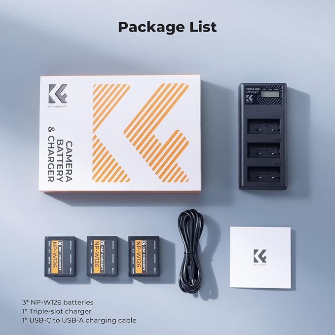K&F CONCEPT 3-Pack NP-W126 Battery and Upgraded 3-Slot NP-W126S XT30III Battery - Image 8