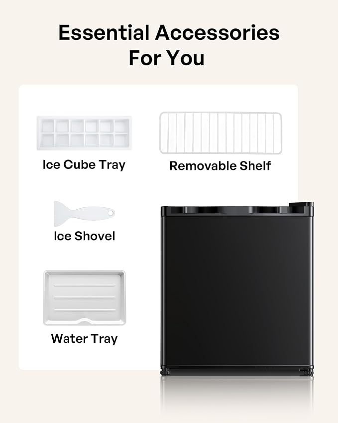 1.7 Cu.Ft Mini Fridge with Freezer, Single Reversible Door Compact Refrigerator, Adjustable Thermostat&Energy Saving Mini Fridge for Bedroom, Dorm, Office, Low Noise, Black - Image 5