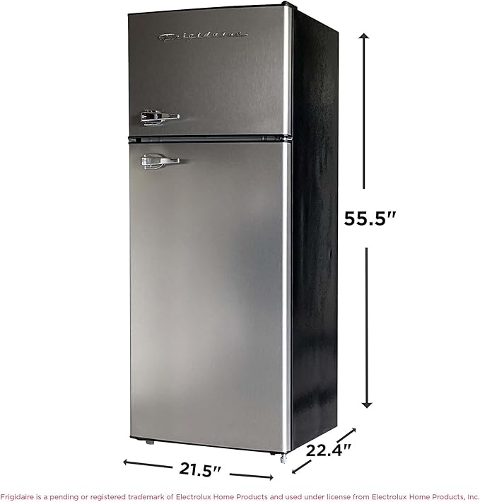 Frigidaire, 2 Door Apartment Size Refrigerator/Freezer Combo, 7.5 cu ft, Platinum Series, Stainless, 23" D x 21.5" W x 55.5" H - Image 7