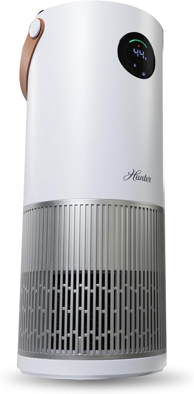 Hunter Fan Company Humidifier and Air Purifier In One, Advanced Filtration Air Purifiers for Home, Air Purifiers for Home Pets, Humidifiers for Bedroom and Humidifiers for Bedroom Baby, White/Silver by HunterFanCompany