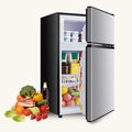 NEWBULIG Mini Fridge with Freezer, 3.2 Cu.Ft Fridge for Small Space, Silver | Double Door Compact Refrigerator, 7-Level Thermostat, 41 dB Quiet, 0.8 kWh Daily, Dorm, Office, Apartment by NEWBULIG