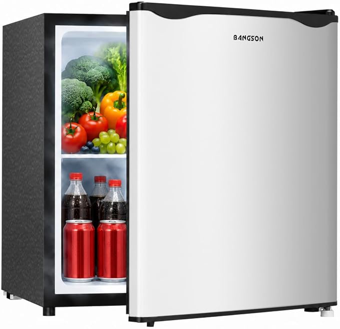 1.7 Cu.Ft Mini Fridge with Freezer for Dorm Office,Silver | Compact Refrigerator Office, Energy Saving Small Fridge Reversible Single Door, Low Noise for Bedroom Small Apartment by LiveFreshLiveUnrushed