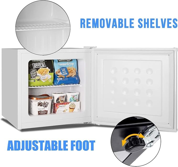 Antarctic Star 1.2 Cu.Ft Mini Upright Freezer, Compact Refrigerator with Adjustable Thermostat & Removable Shelves, Freestanding Small Freezer for Home Kitchen Office Garage, White - Image 4