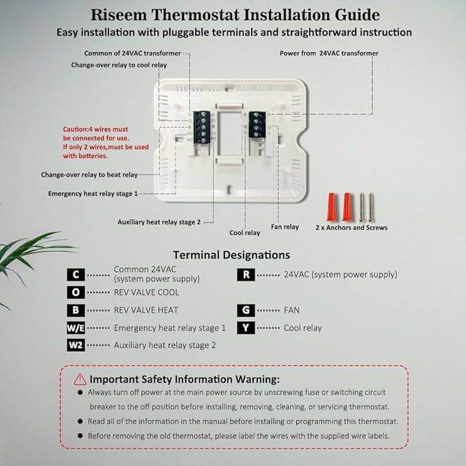Thermostat for Heat Pump, NonProgrammable Thermostat for House, Conventional - Image 6