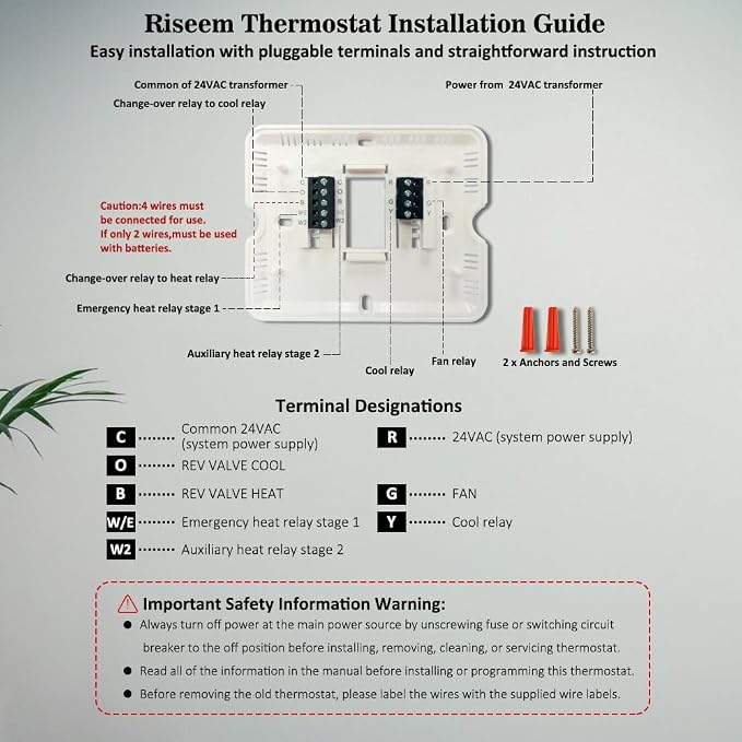 Thermostat for Heat Pump, Programmable Thermostat for House, Single-Stage - Image 6