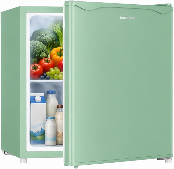 1.7 Cu.Ft Mini Fridge with Freezer for Dorm Office,Green | Compact Refrigerator Office, Energy Saving Small Fridge Reversible Single Door, Low Noise for Bedroom Small Apartment by LiveFreshLiveUnrushed