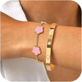 MPRAINBOW Womens Stackable Gold Bracelets Jewelry, 18K Gold Plated Floral by MPRAINBOW
