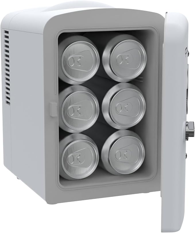 Frigidaire EFMIS171 Retro Mini Portable Personal Fridge - Ideal for Home, Office or Dorm - Includes Carrying Handle, AC/DC Wall/Car Charger (White) - Image 3