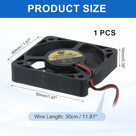 MECCANIXITY 5010 Fan 50mm x 10mm 2 Inch 24V Small Plastic Cooling Fan 2 Pin - Image 2