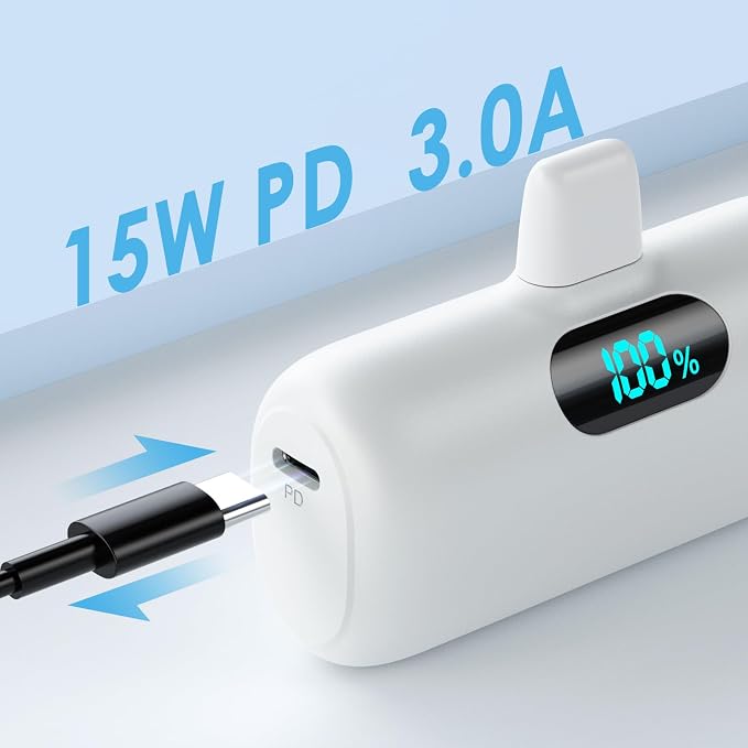 Small Portable Charger for iPhone 5000mAh, PD Fast Charging Power Bank,Mini Battery Pack Portable Phone Charger Travel Essentials for iPhone 14/14 Pro Max/13/13 Pro/12 Pro/11/XS/XR/X/8/7/6/SE Series - Image 6