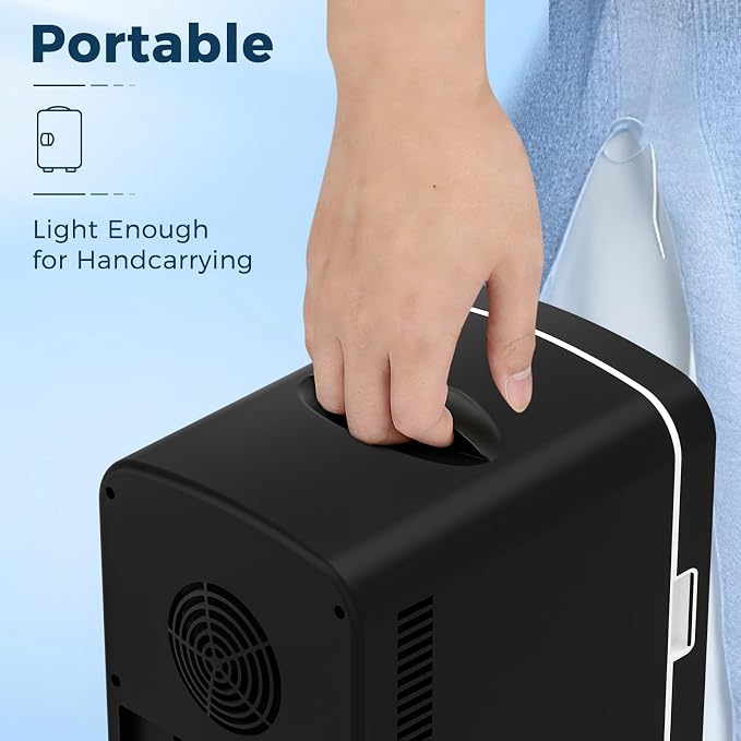 Antarctic Star Compact Refrigerator, Portable Mini Fridge, Skin Care 4L Capacity/6 Cans, for Bedroom, Car, Office & Dorm, Small Cooler for Cosmetics, Magnetic Brushed Stainless Steel Door,Black - Image 5