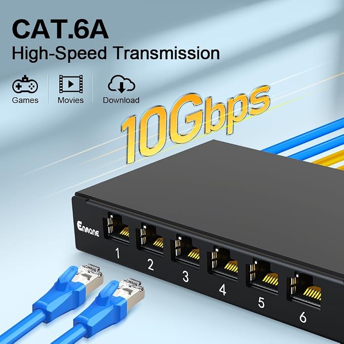 6 Port Patch Panel 0.5U CAT6A Keystone Patch Panel Shielded - Image 3